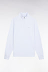 High-neck zip-up sweatshirt in sky cotton fleece