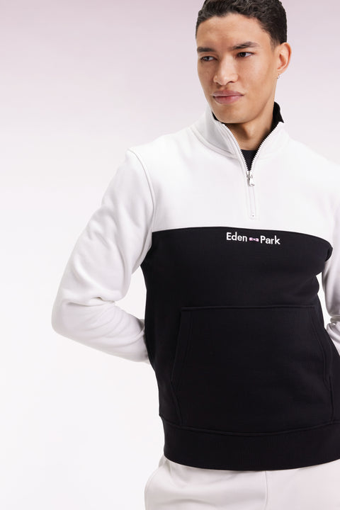 Two-tone white fleece trucker-neck sweatshirt - Image 1