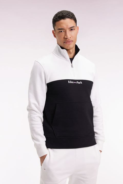 Two-tone white fleece trucker-neck sweatshirt - Image 3