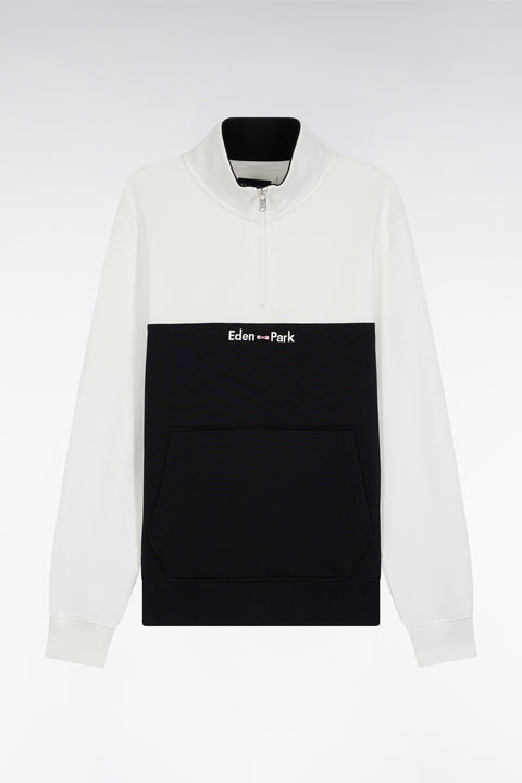 Two-tone white fleece trucker-neck sweatshirt - Image 2