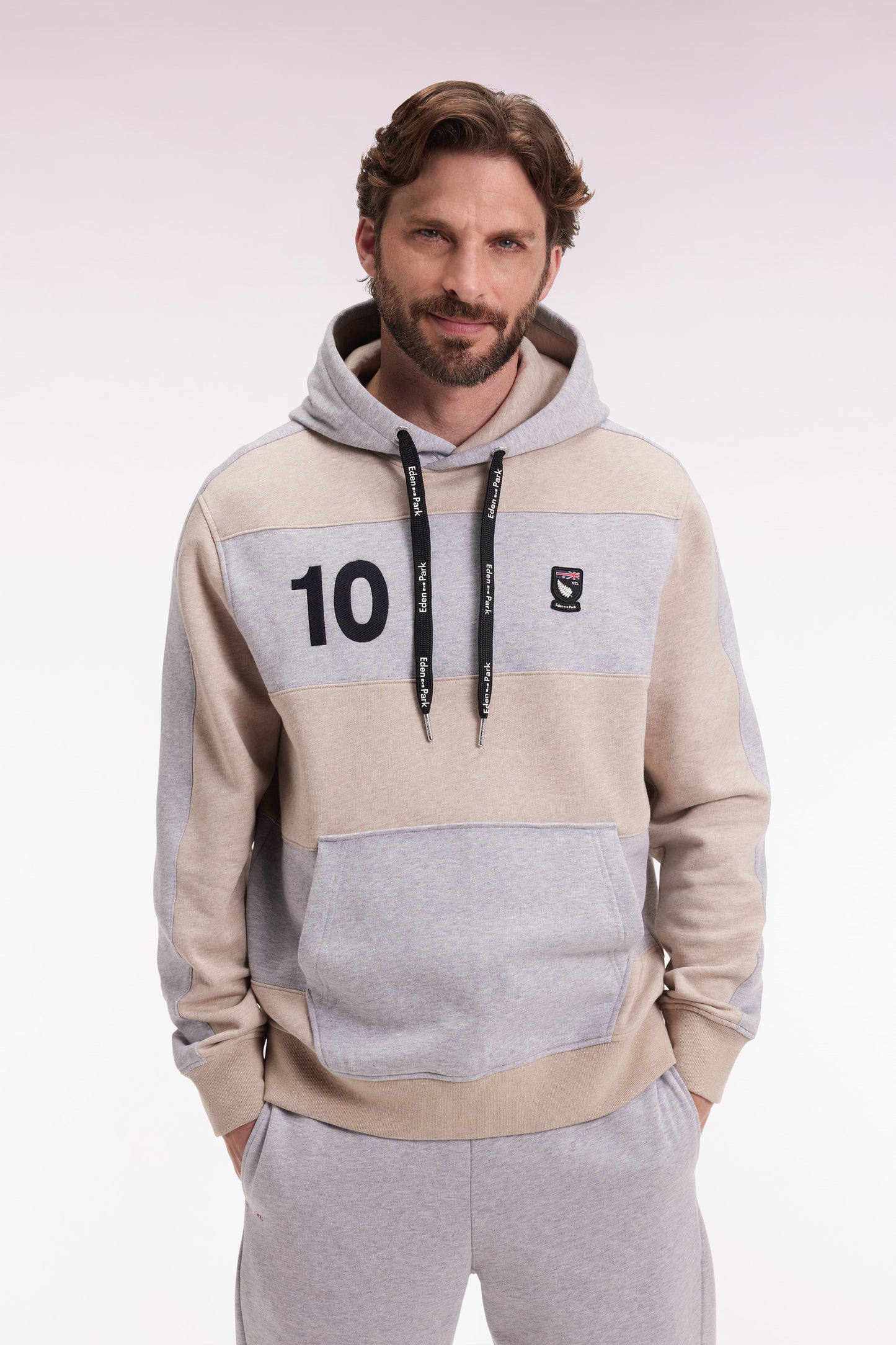 Relaxed fit sweatshirt in beige and light grey cotton blend