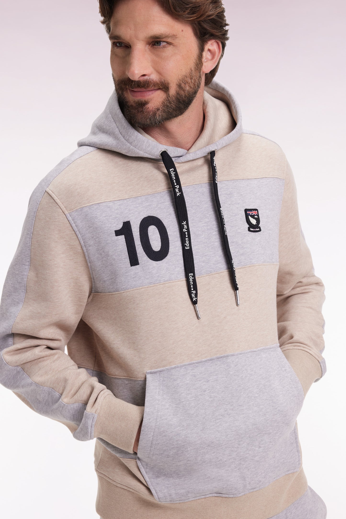 Relaxed fit sweatshirt in beige and light grey cotton blend