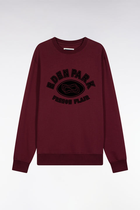 Relaxed fit burgundy cotton blend round-neck sweatshirt - Image 2