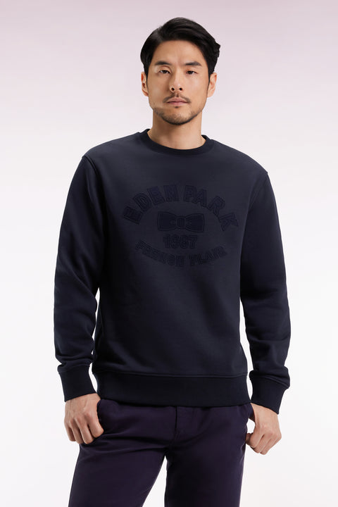 Round-neck sweatshirt in ecru cotton blend Relaxed fit - Image 3