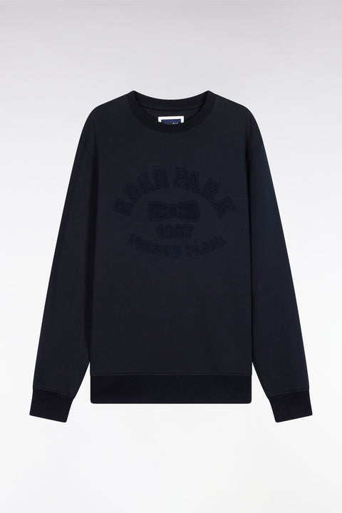 Round-neck sweatshirt in ecru cotton blend Relaxed fit - Image 2