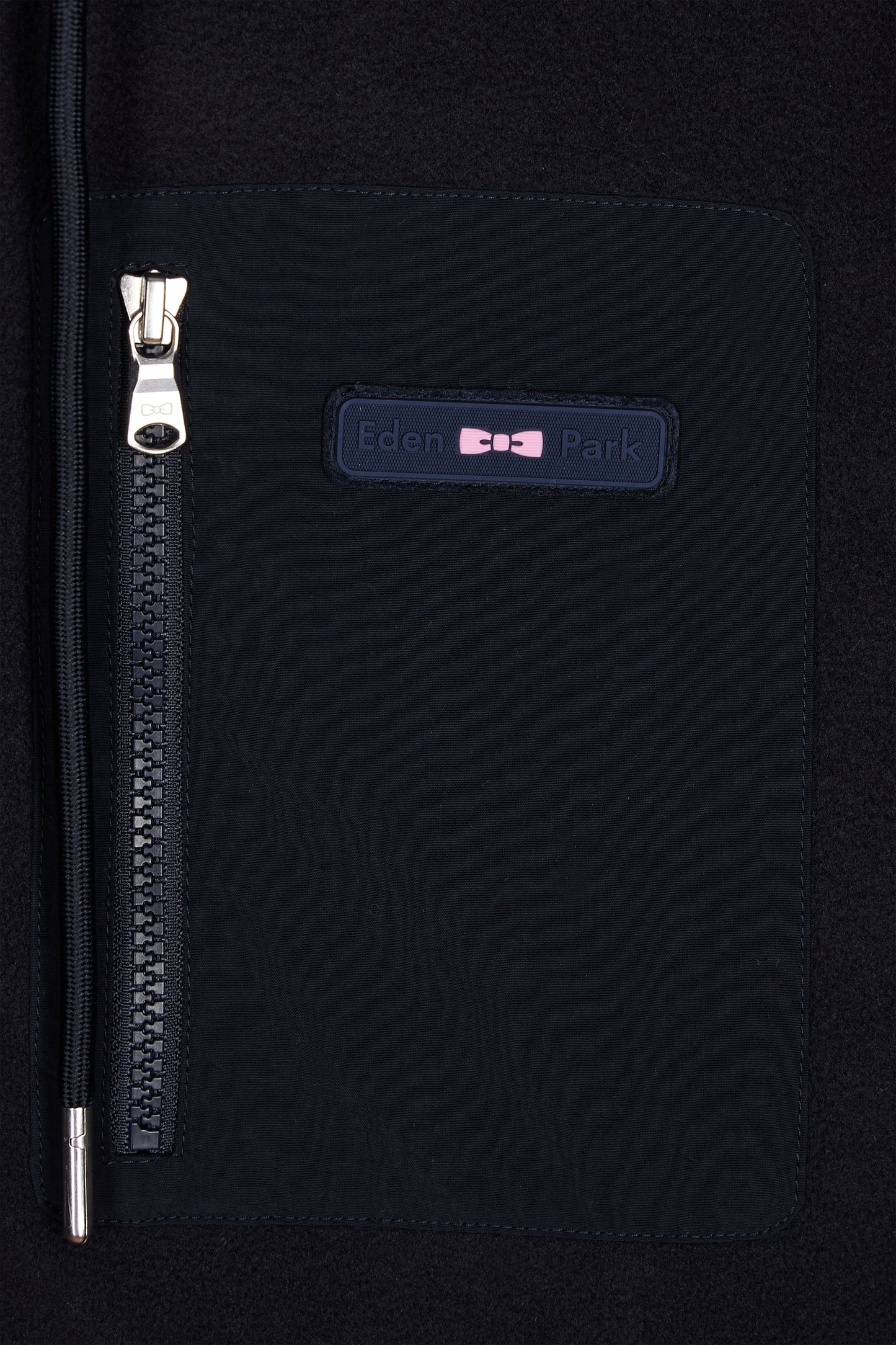 Navy two-color hooded sweatshirt with zip, straight cut