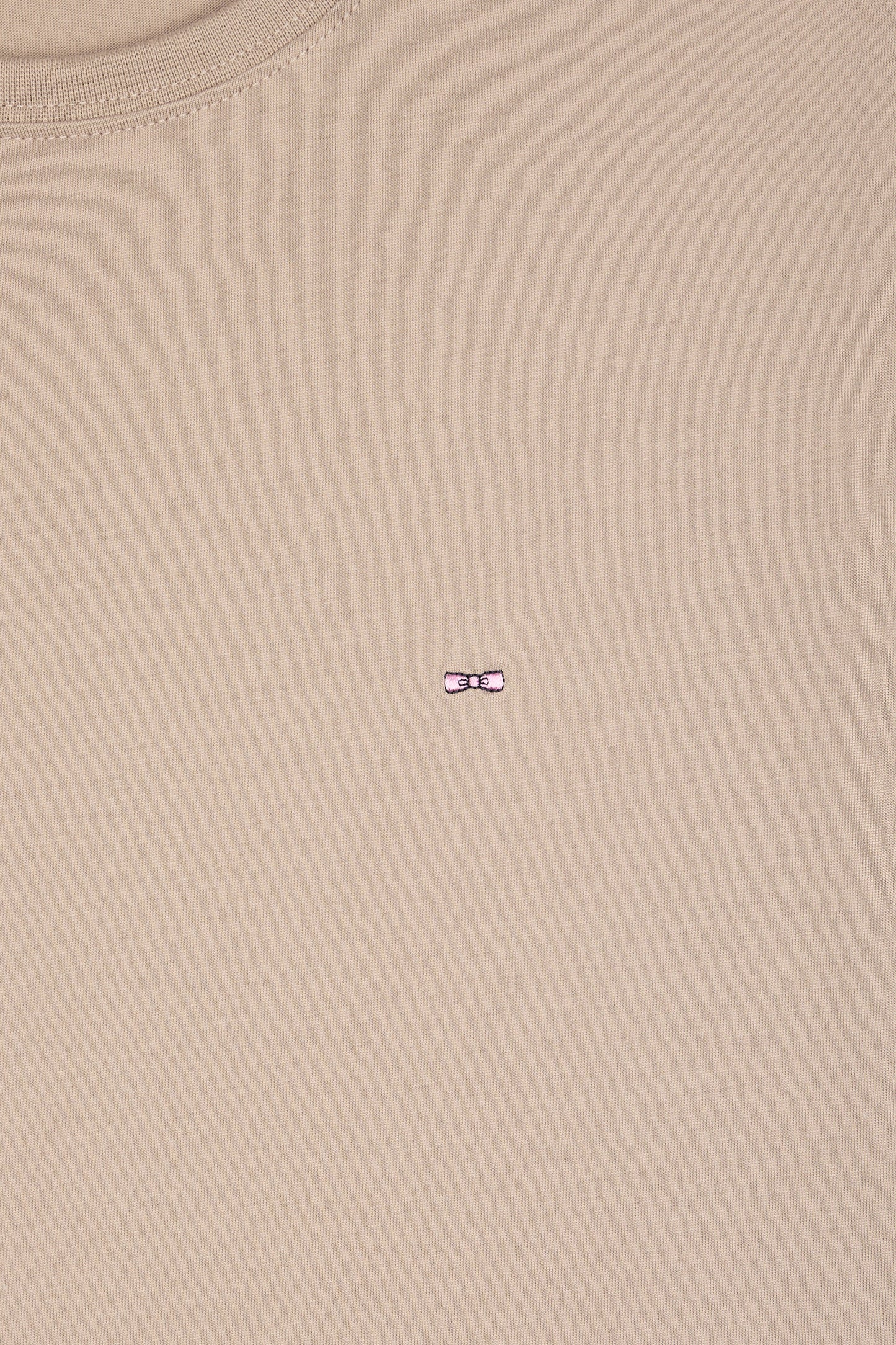 Short-sleeved round-neck T-shirt in beige Pima cotton