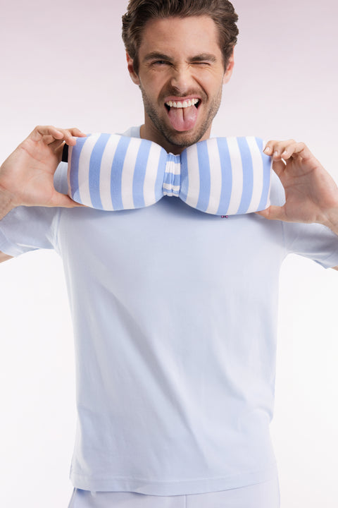 T-shirt à manches courtes broderie dos en coton Pima ciel - Image 3