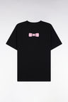 Short-sleeved T-shirt with embroidered back in black Pima cotton