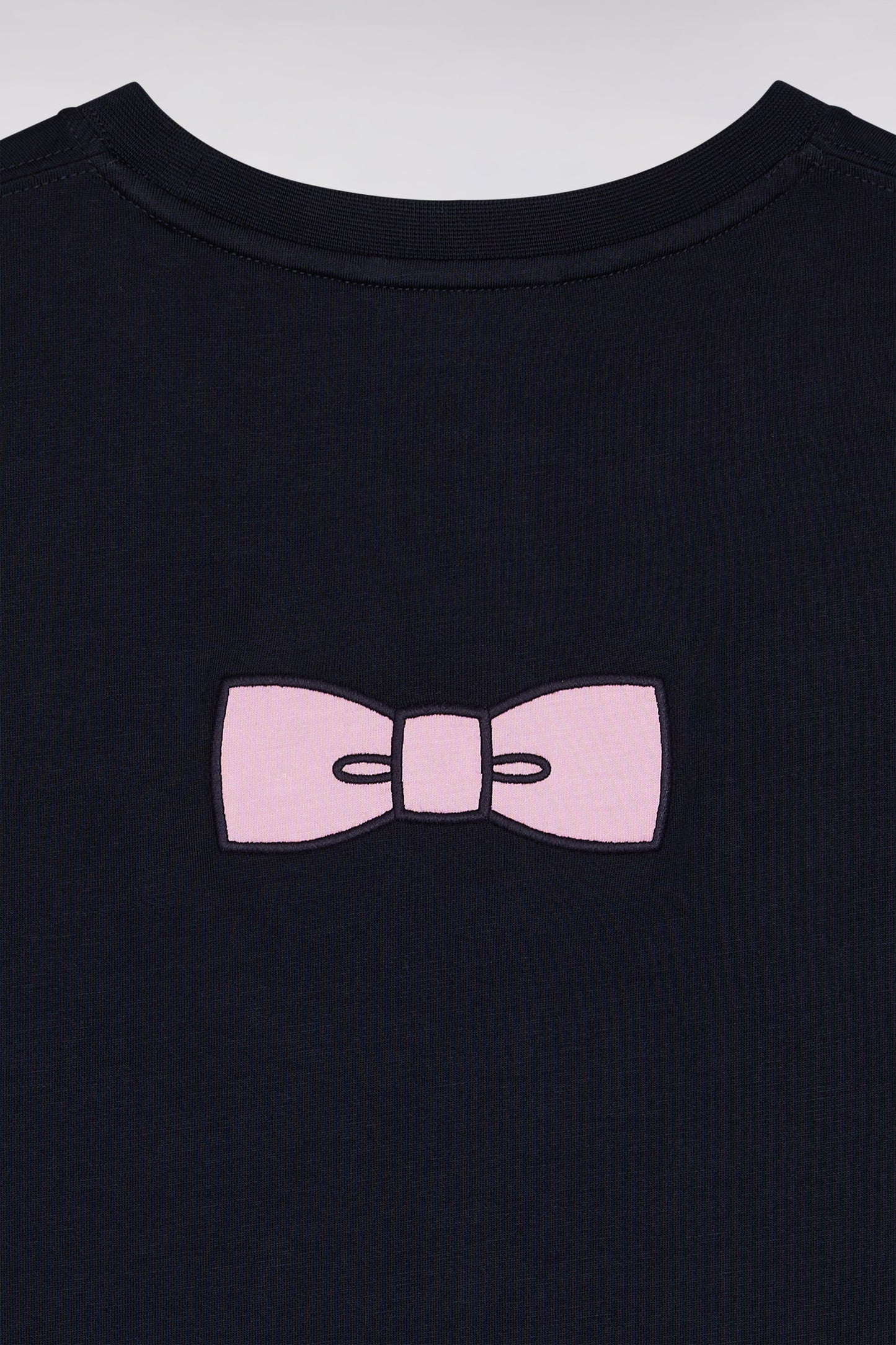 Short-sleeved T-shirt with embroidered back in navy Pima cotton