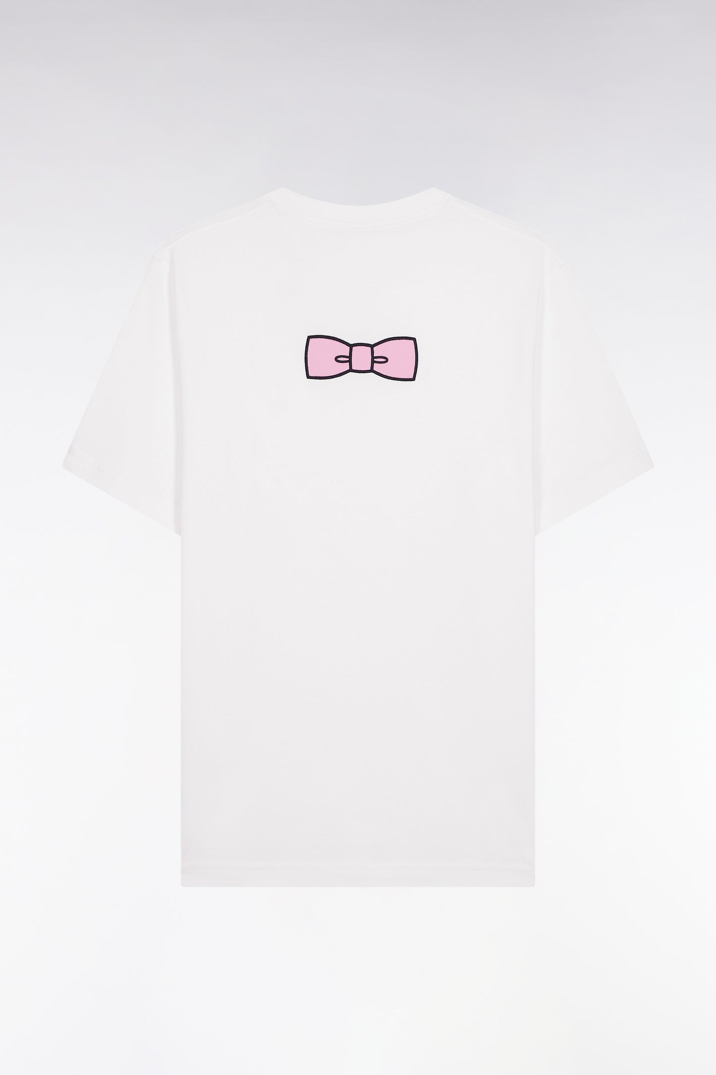 Short-sleeved T-shirt with embroidered back in ecru Pima cotton