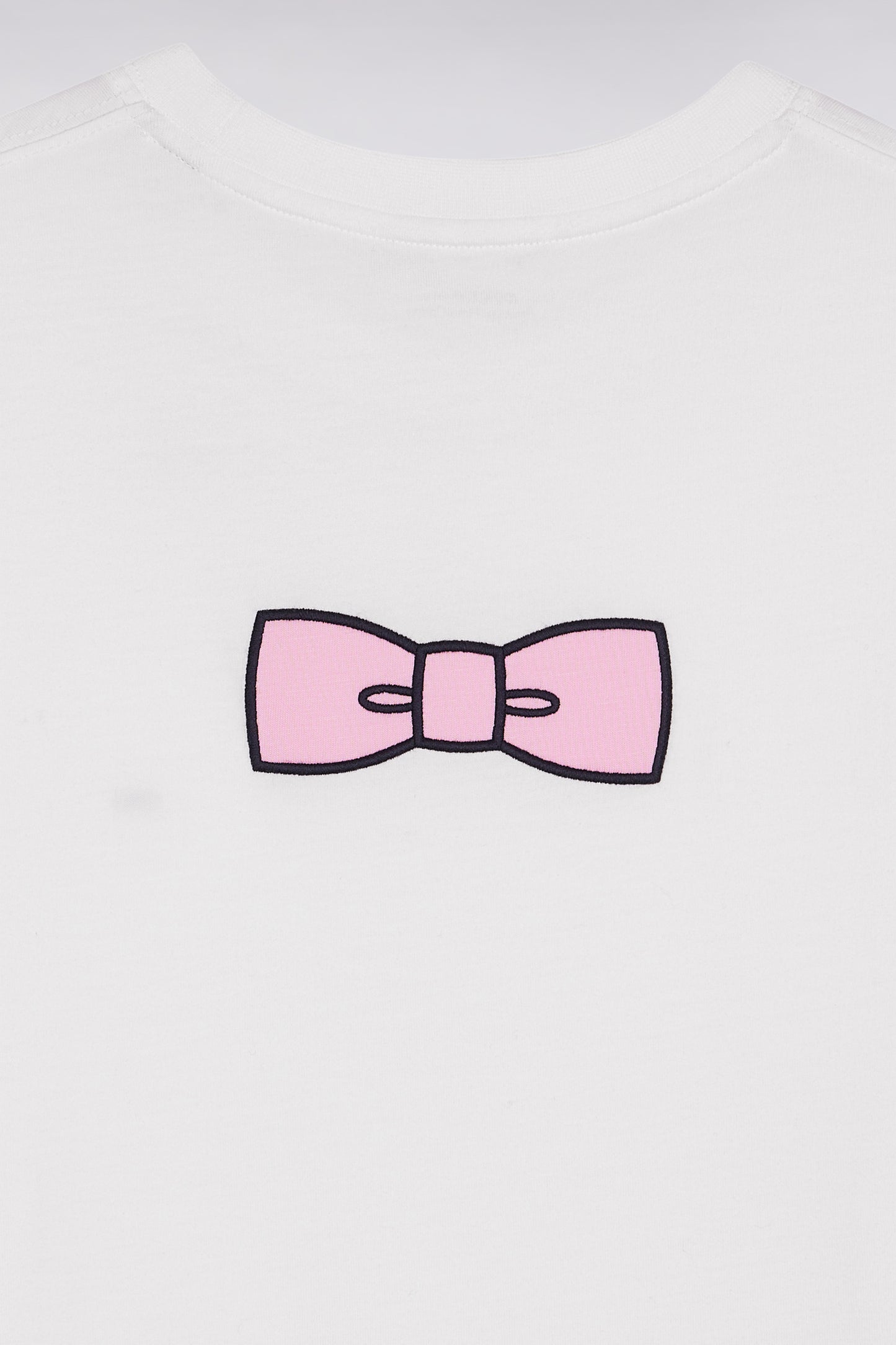 Short-sleeved T-shirt with embroidered back in ecru Pima cotton