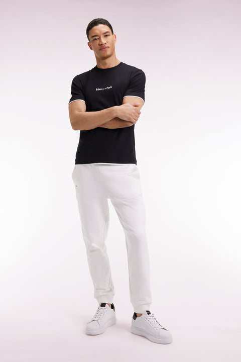 Eden Park embroidered short-sleeved T-shirt in black cotton - Image 1