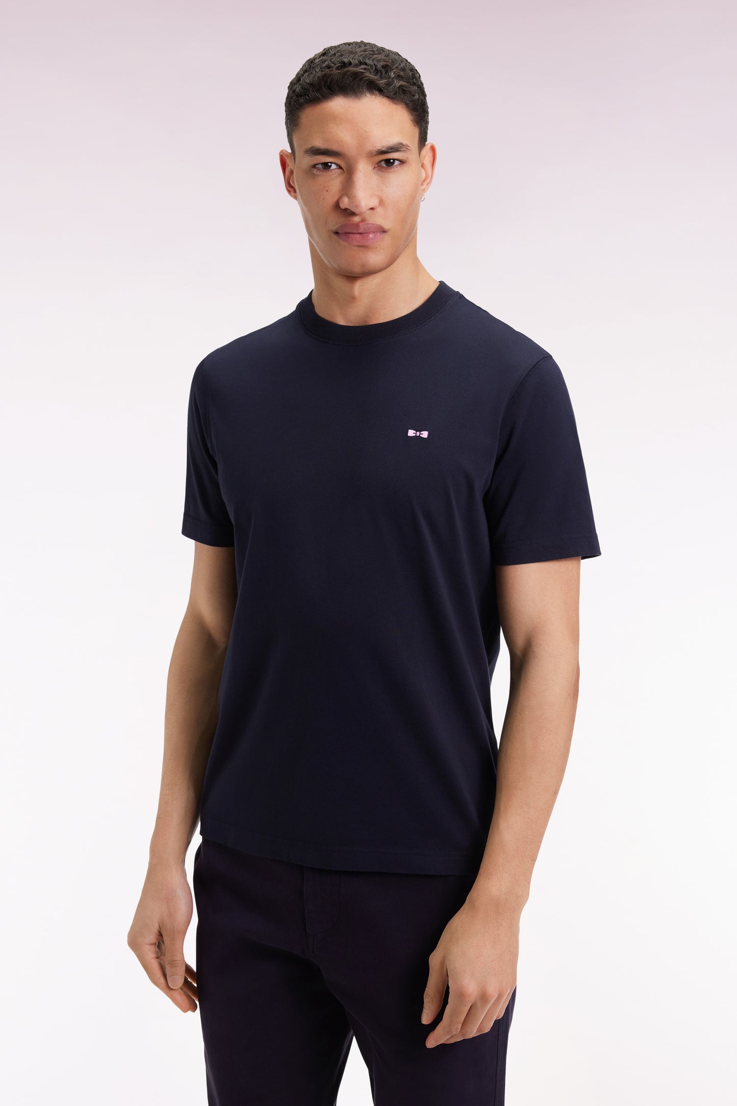 T-shirt à manches courtes dos brodé en coton marine
