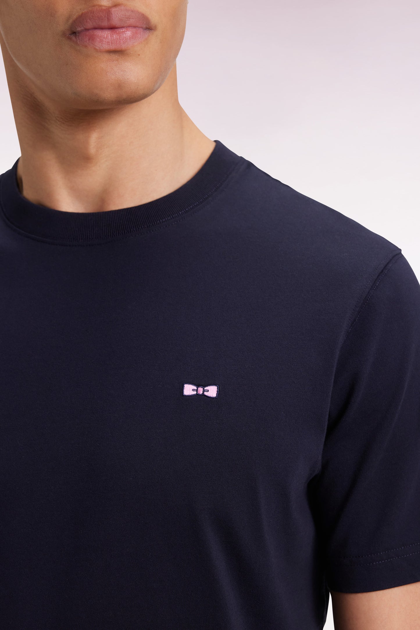 T-shirt à manches courtes dos brodé en coton marine