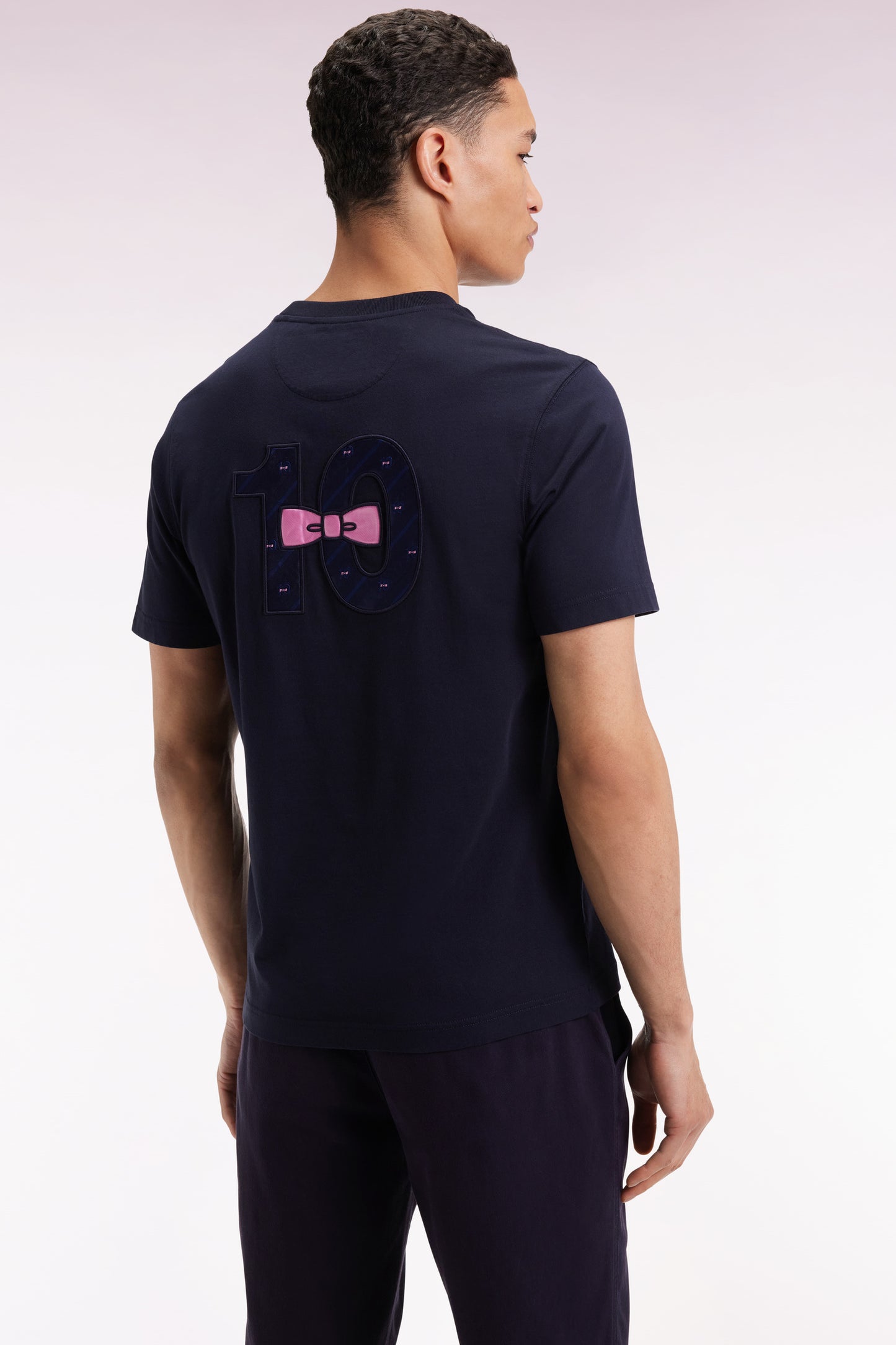 T-shirt à manches courtes dos brodé en coton marine