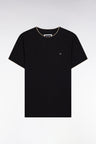 Short-sleeved T-shirt in black stretch cotton, slim fit