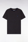 Short-sleeved T-shirt in navy striped cotton jersey