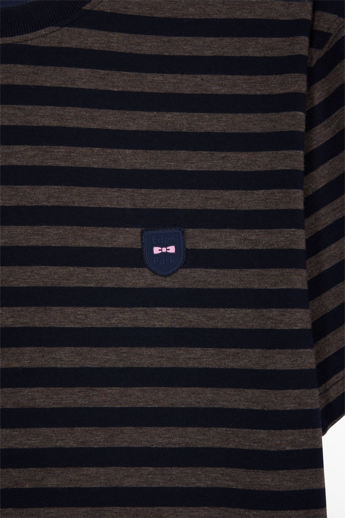 Short-sleeved T-shirt in navy striped cotton jersey