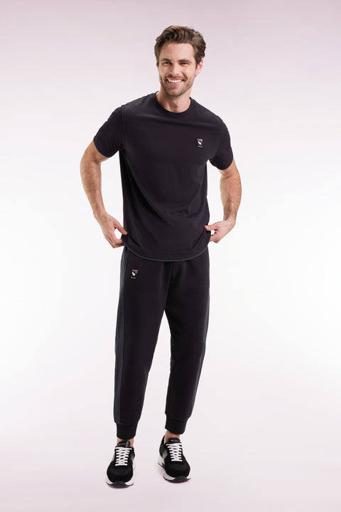 Black cotton short-sleeved T-shirt - Image 1