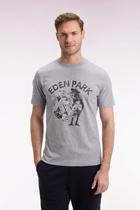 Grey short-sleeved t-shirt with XV de France rooster silk-screen print - Image 3