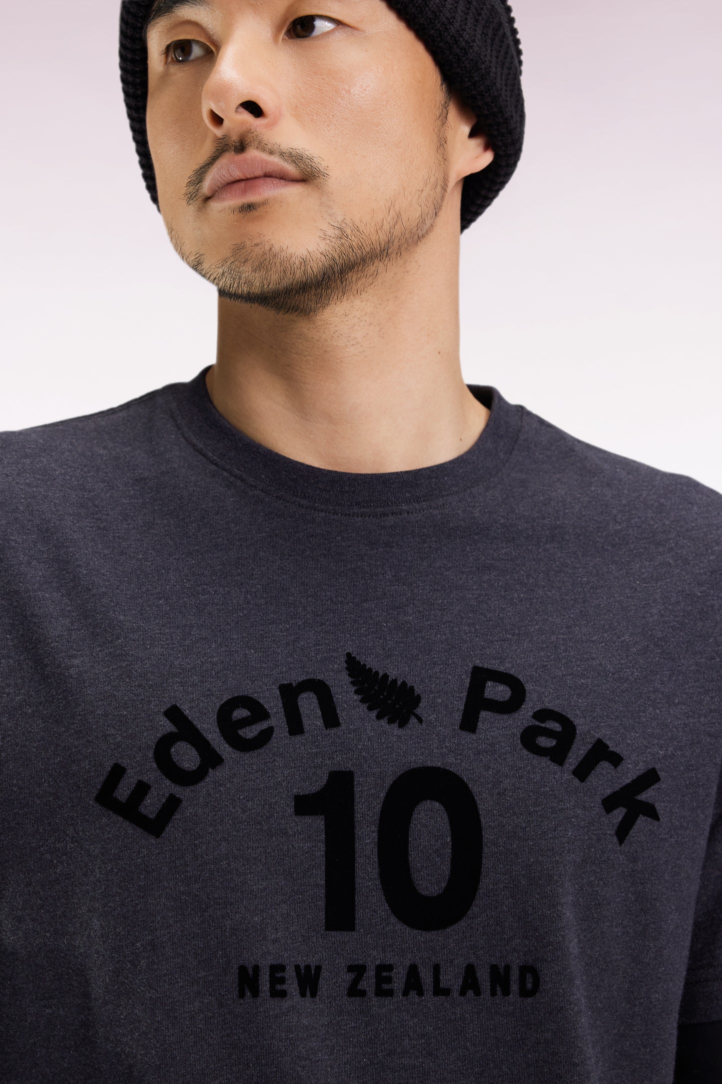 Long-sleeved T-shirt in grey cotton with overlay effect