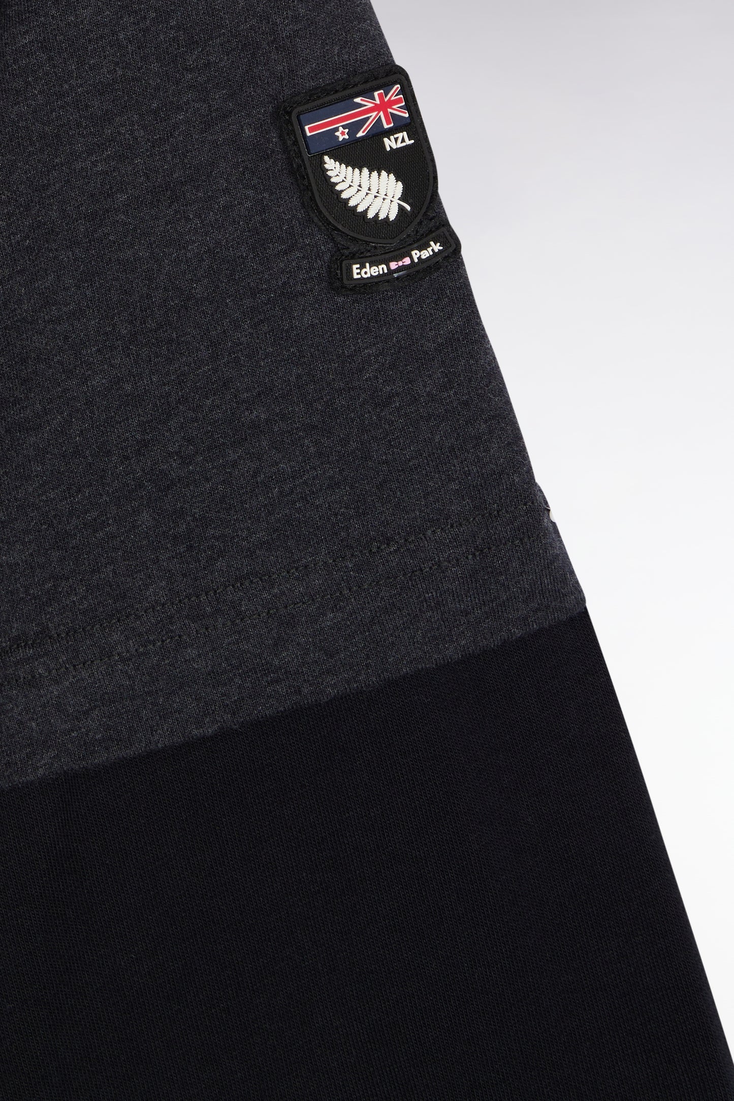 Long-sleeved T-shirt in grey cotton with overlay effect