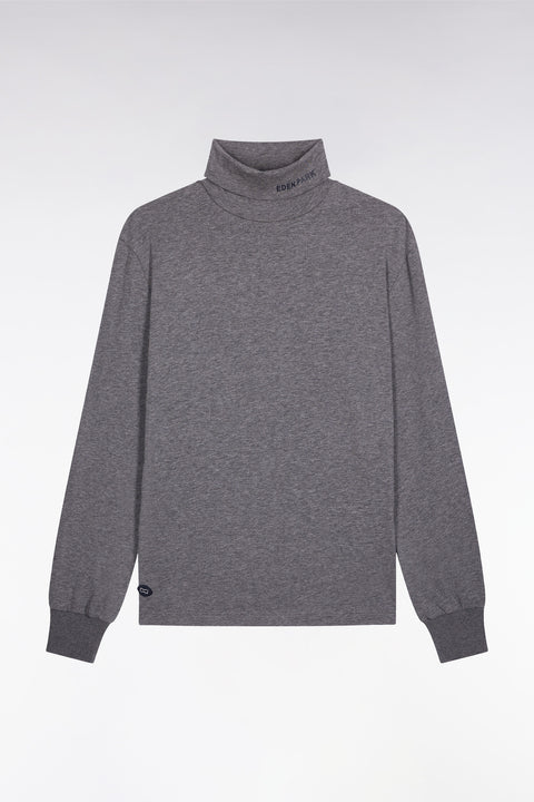 T-shirt col roulé à manches longues en coton stretch gris - Image 2