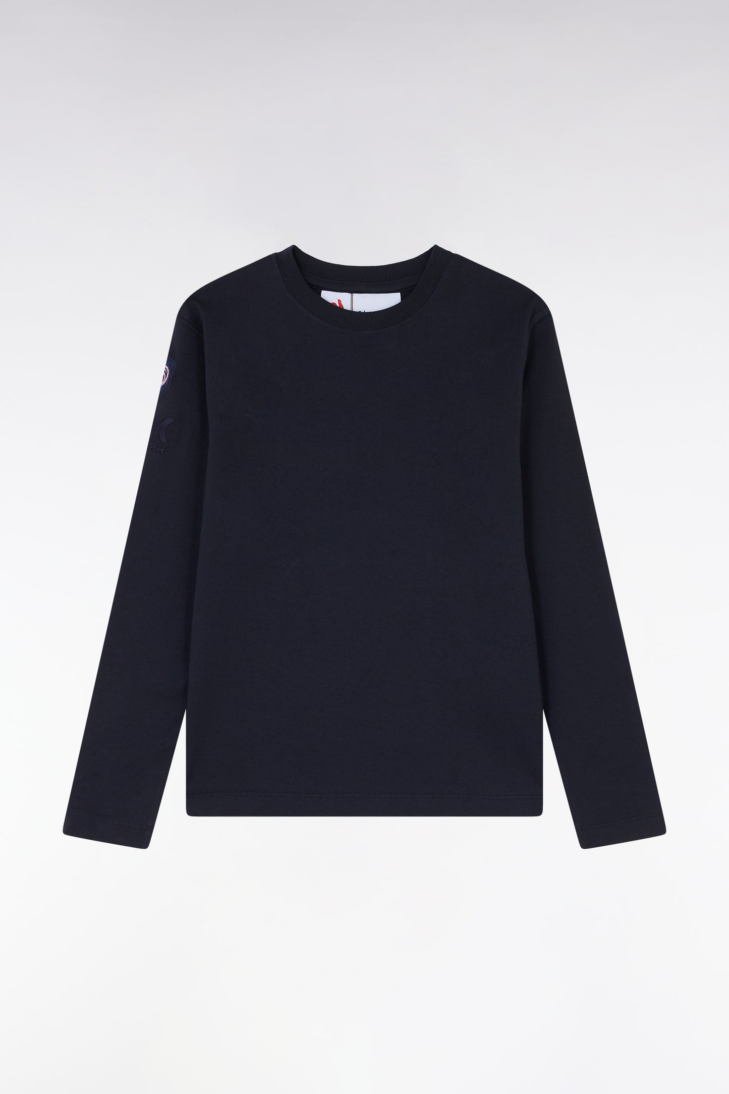 XV de France long-sleeved T-shirt in straight-cut navy cotton