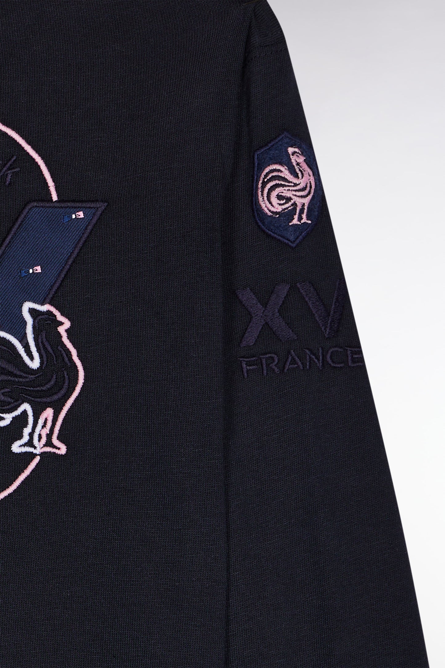 XV de France long-sleeved T-shirt in straight-cut navy cotton