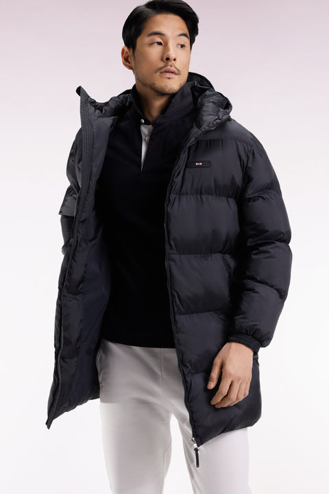 Long padded nylon jacket, black - Image 1