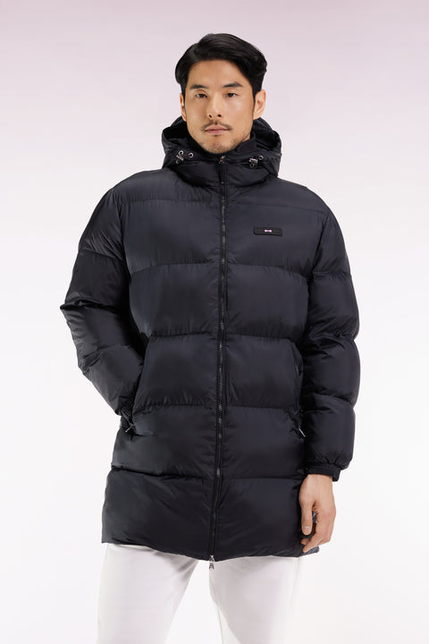 Long padded nylon jacket, black - Image 3