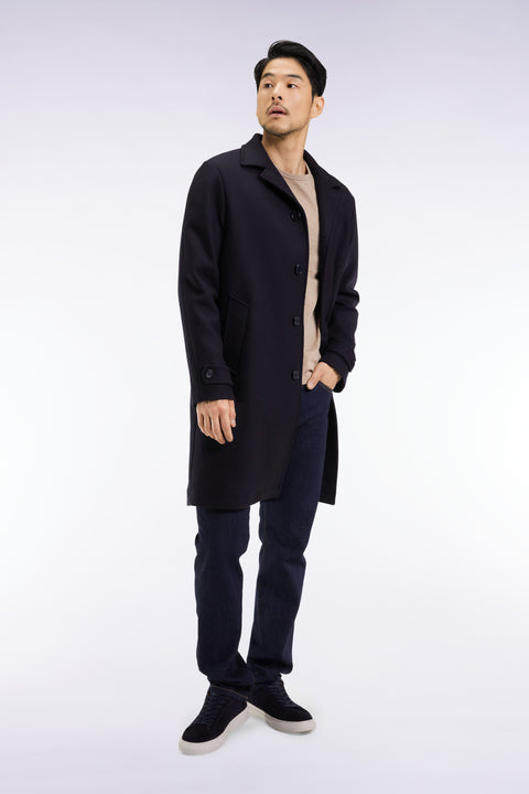 Navy wool-blend coat - Image 1
