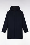 Long 2-in-1 parka in black nylon with integrated hood