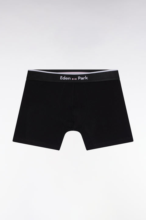 Black cotton jersey boxer shorts with contrasting stripes - Image 1