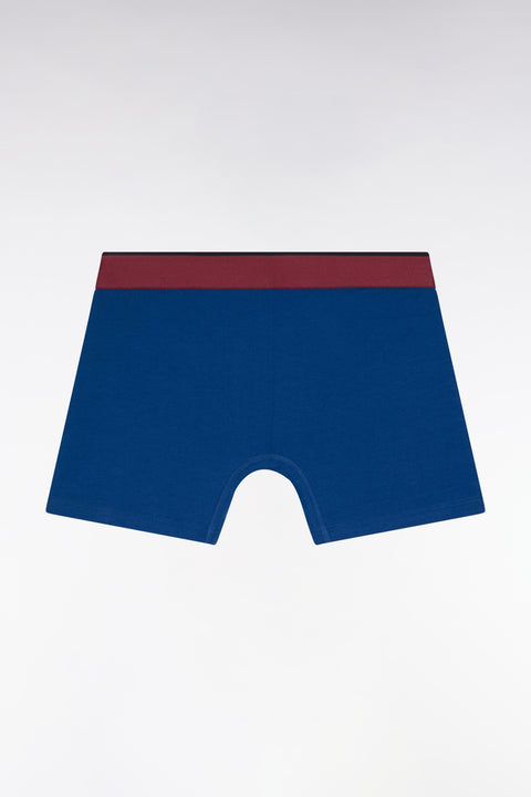 Boxer shorts in blue cotton jersey with contrasting stripes - Image 2