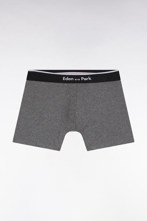 Boxer shorts in dark grey cotton jersey with contrasting stripes - Image 1