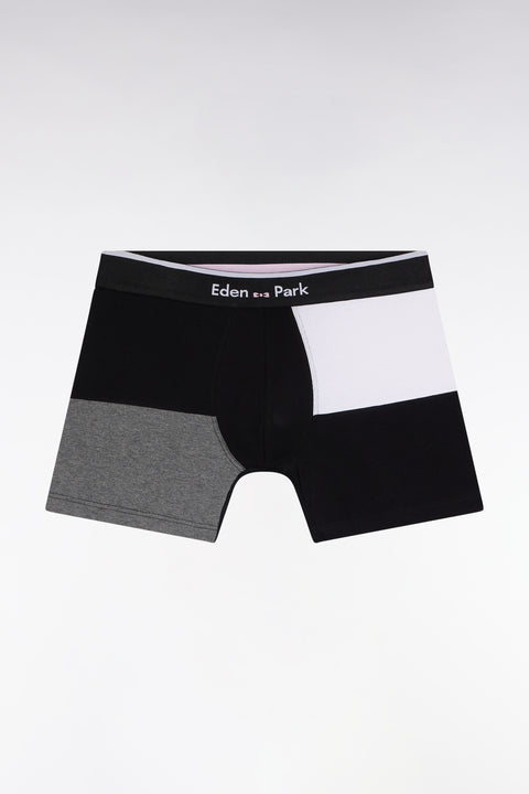 Black and grey colorblock cotton jersey boxer shorts - Image 1
