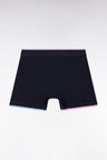 Boxer shorts in navy cotton jersey with striped trim