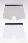 Set of two boxer shorts in white and grey stretch cotton jersey