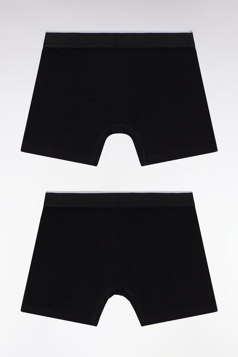 Set of two dark grey colorblock stretch cotton jersey boxer shorts - Image 1