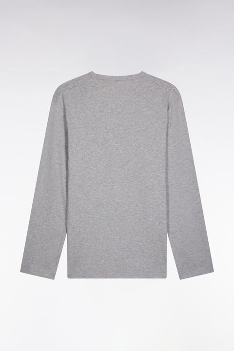 Long pyjamas in plain black and grey cotton jersey with black piping - Image 3