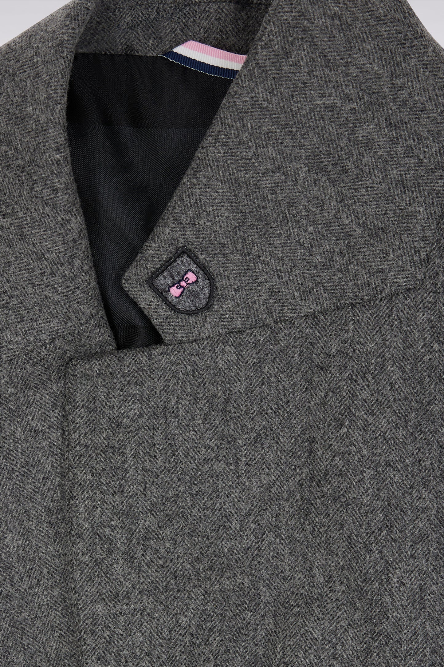 Oversized grey wool flannel blazer jacket