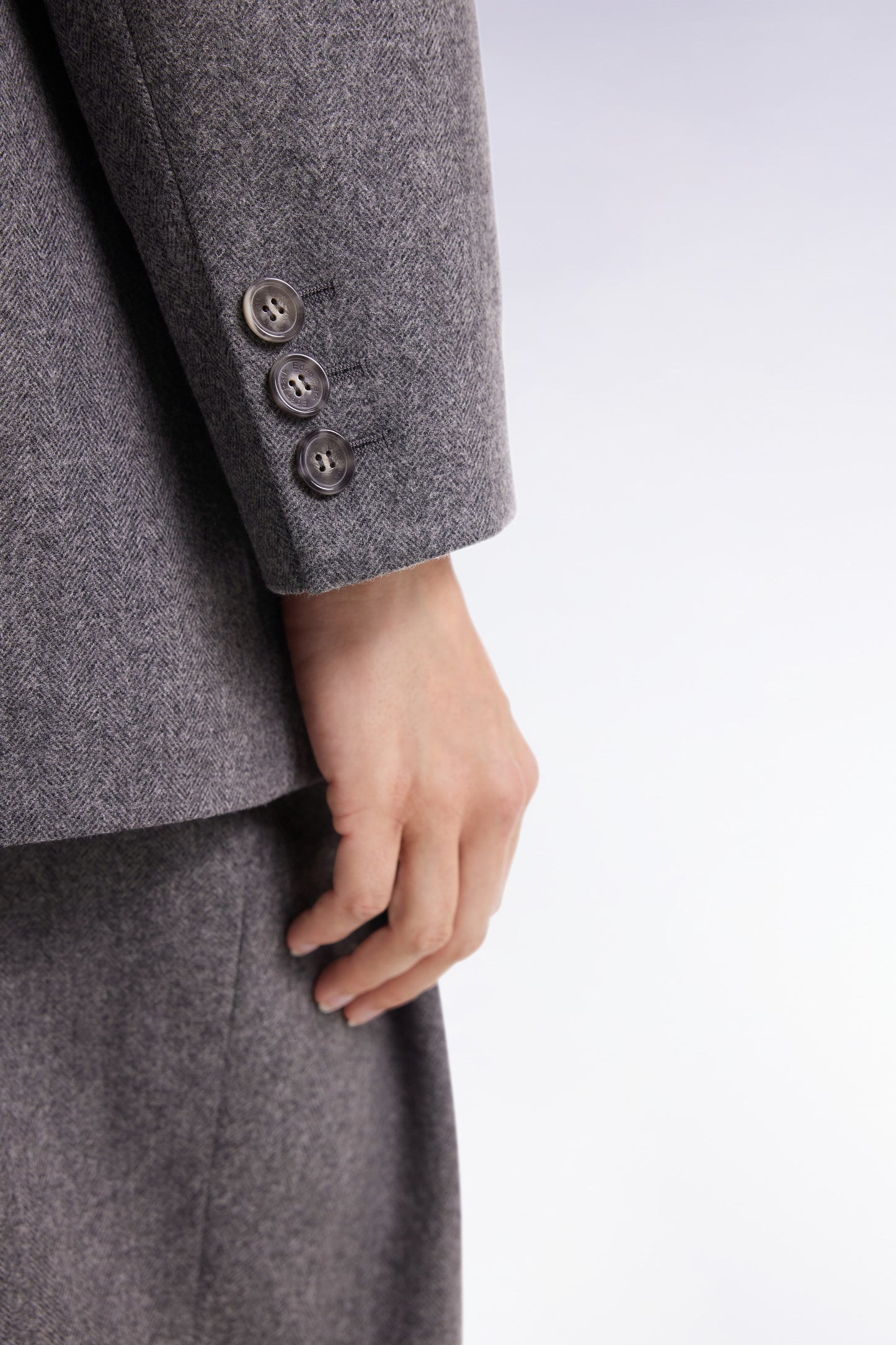 Oversized grey wool flannel blazer jacket