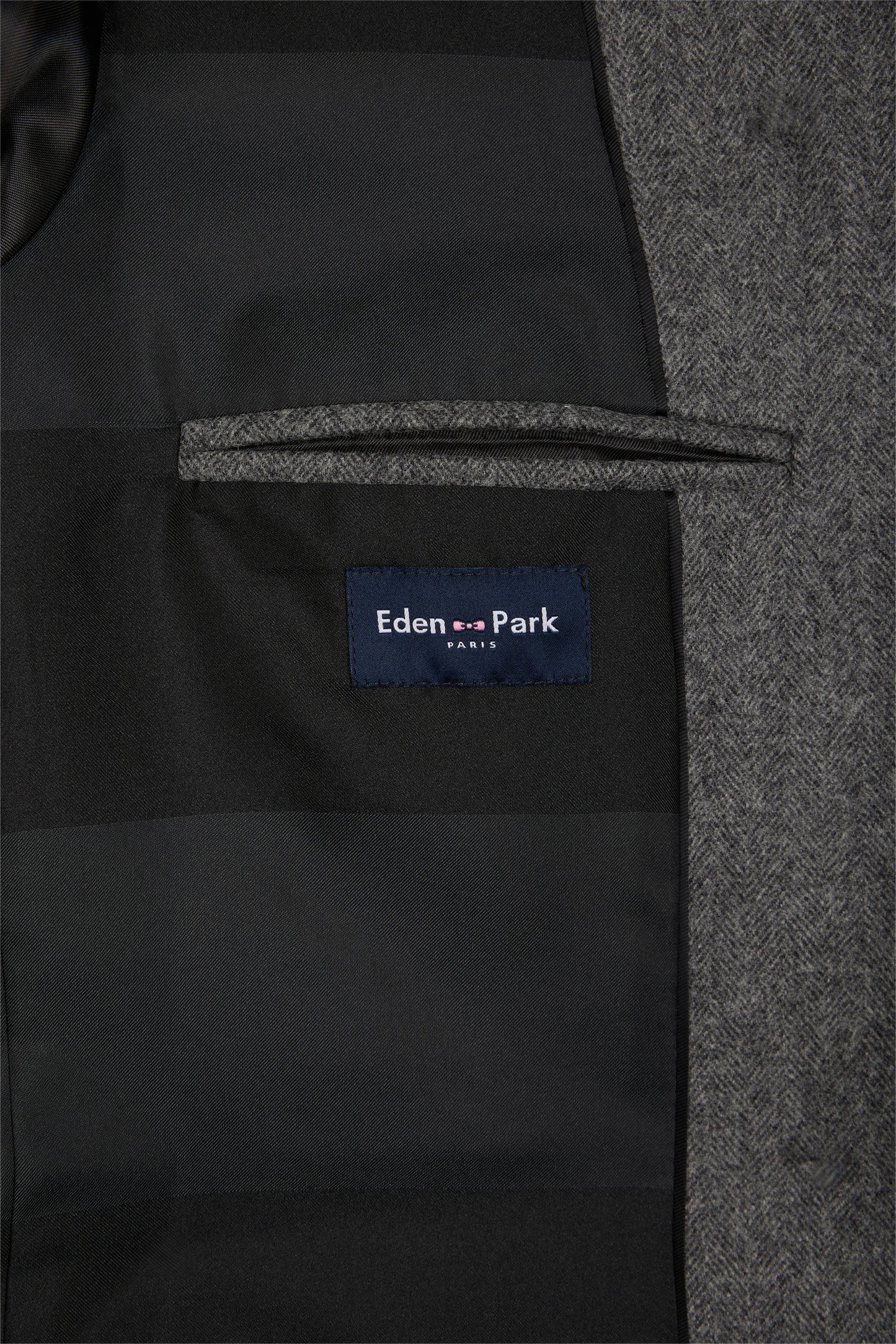 Oversized grey wool flannel blazer jacket