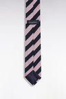 Navy and white striped silk tie