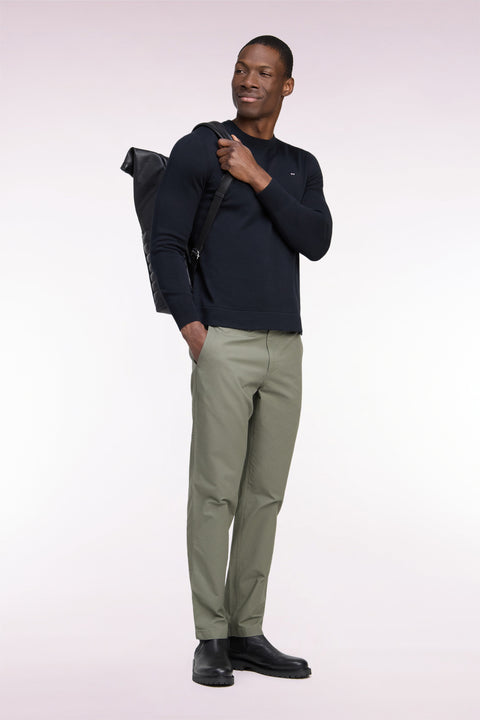 Regular fit light khaki stretch cotton piqué wrinkle-free chino pants - Image 1