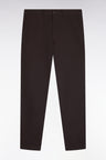 Regular fit brown stretch cotton piqué wrinkle-free chino pants