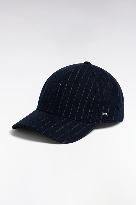Casquette en drap de laine rayé marine - Image 1