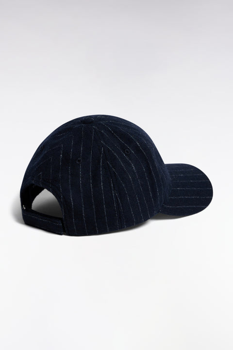 Casquette en drap de laine rayé marine - Image 2